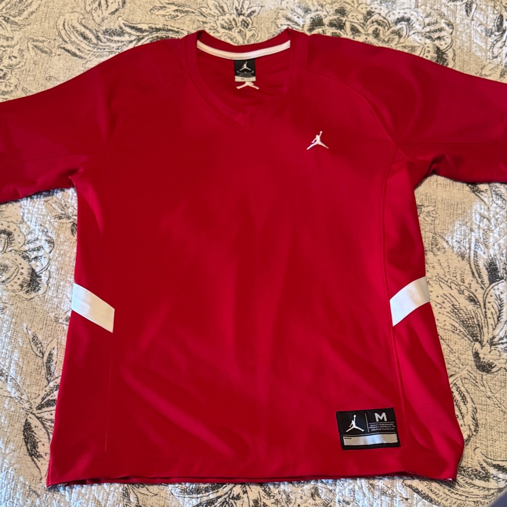 NWOT Jordan Red Dri-fit Shirt with White Logo